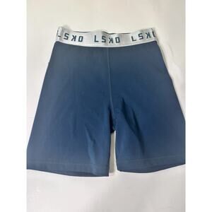LSKD Mid Tight Short Women Size Xs Dark Green Embossed Logo Excellent Mint Cond